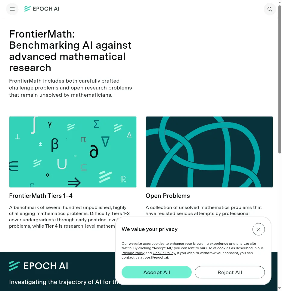 Epoch AI FrontierMath benchmark page