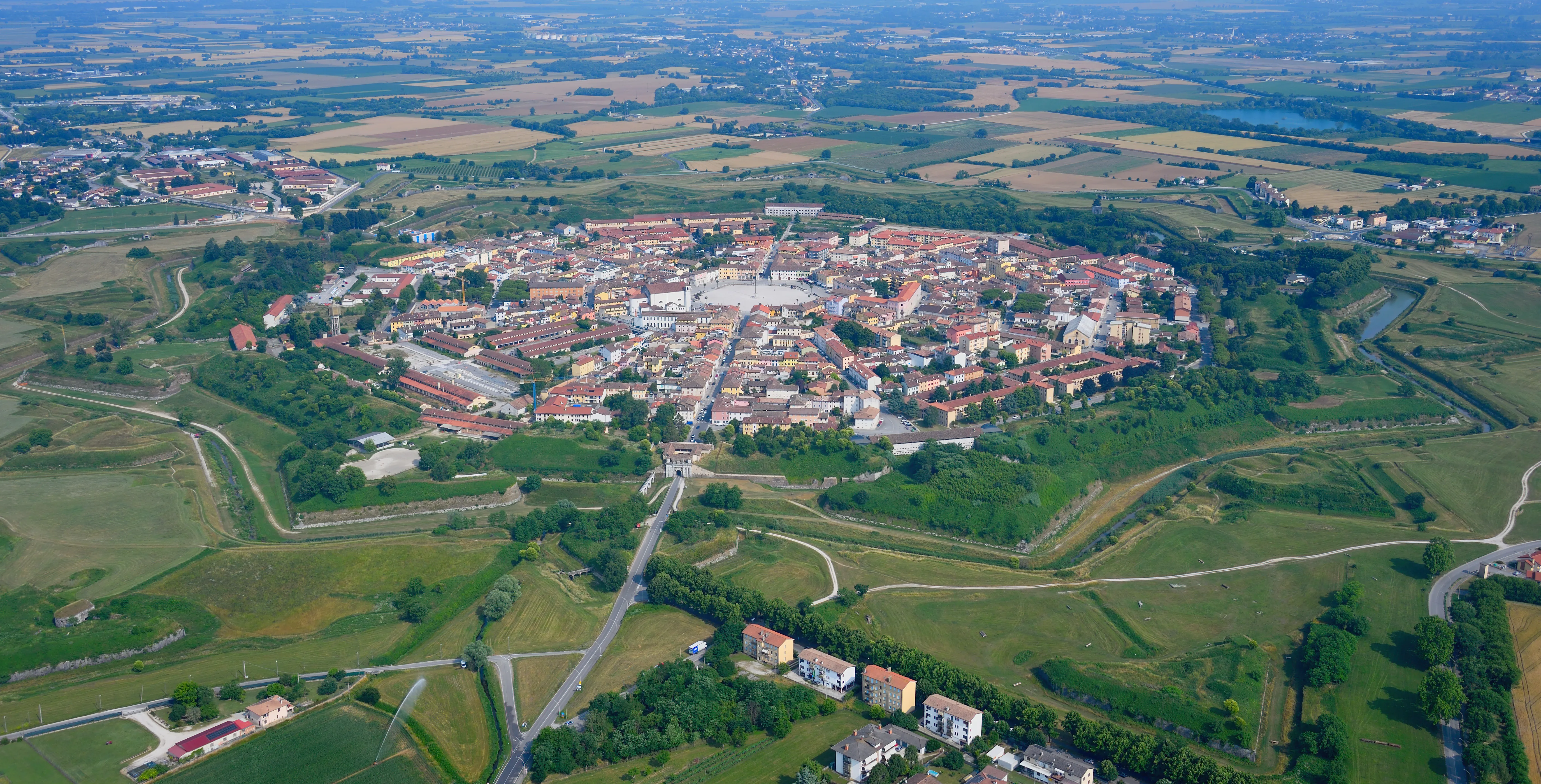 Palmanova, Italy from the air — nine-pointed star still intact